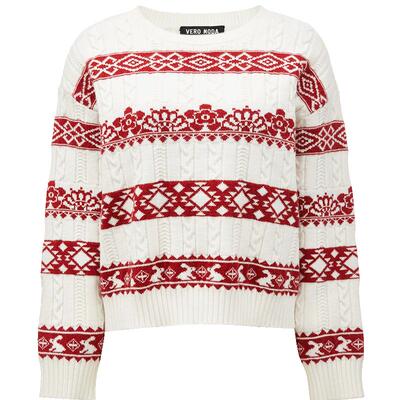 VeroModa圆领气质印花针织衫