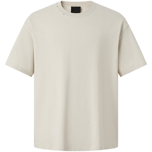 CHINISM丨撞色缝线设计高克重纯棉t恤男夏季新款简约百搭半袖