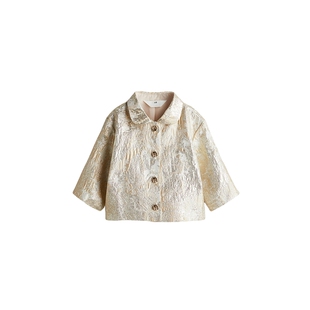 HM童装儿童女童外套提花梭织休闲礼服演出服小西装1270157