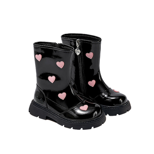 芭比童鞋女童靴子2025新款秋冬加绒二棉皮靴走秀公主靴儿童中筒靴