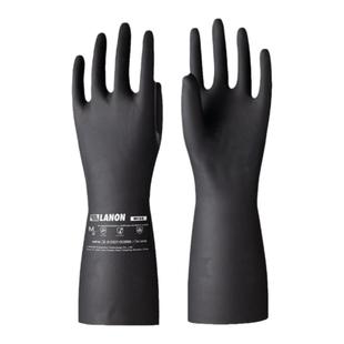 兰浪W100耐酸碱工业橡胶劳保手套实验室加厚防化学品防腐蚀乳胶