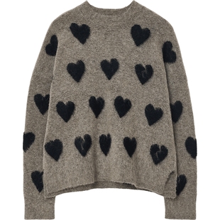 ALLSAINTS女士爱心毛衣柔软针织羊毛混纺2025秋冬季新款W043KC