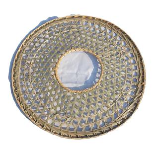 竹编空心斗笠帽古风黑红色影视拍摄道具帽子儿童舞蹈表演镂空竹帽