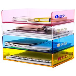 A4办公桌亚克力文件架学生桌面书架托盘收纳盒书本置物架办公室