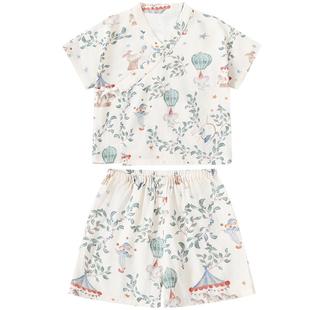 Griny宝宝家居服夏季竹棉短袖男女童牛油果分体和式