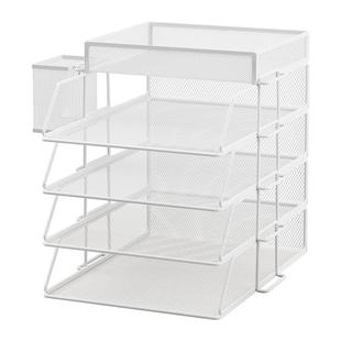 桌面文件架文件收纳盒金属文件框办公收纳架铁质文件夹书架文件办公室书立档案置物架办公文具用品文件架桌面