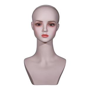 假发项链耳环展示模特头 美女化妆仿真头模 半身假人头漂亮模型头