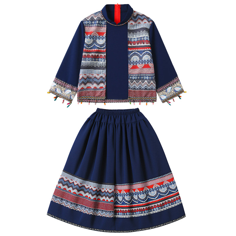 三月三民族服装儿童女童布依族演出服广西壮族服饰苗族瑶族侗族服