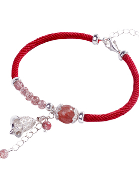 红绳手链草莓晶宫铃轻奢小众精致
