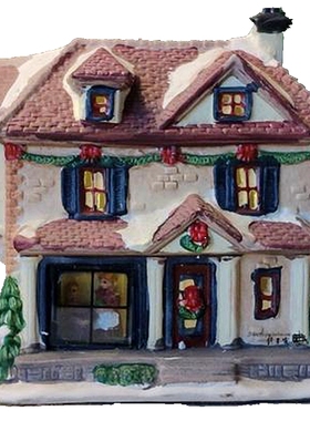 陶瓷摆件房子欧式亮灯外贸