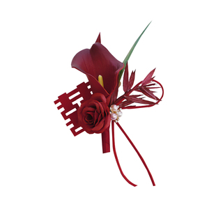 新中式酒红马蹄莲新郎新娘婚礼胸花结婚襟花全套父母贵宾嘉宾胸针