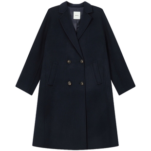 【新品】含绵羊毛BEANPOLE滨波秋冬女老钱风高智感双排扣长款大衣