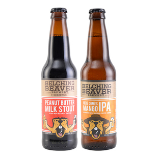 4瓶 美国原装进口精酿 打嗝海狸花生酱牛奶世涛/曼戈芒果IPA啤酒