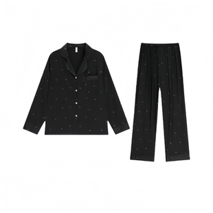 黑色真丝睡衣女维多利亚风秋冬季款高级感桑蚕丝家居服礼盒送闺蜜