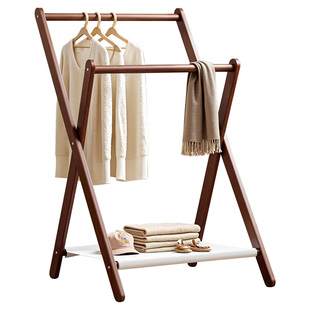 床边置物架落地卧室折叠挂衣架衣服杂物收纳架实木衣帽架宿舍好物