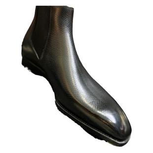 切尔西高靴男鞋冬季加绒保暖小方头固特异皮底琴底鞋霍尔纹沉船皮