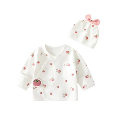 新生婴儿半背衣纯棉春秋初生婴儿送胎帽子和尚服男女宝宝半背上衣