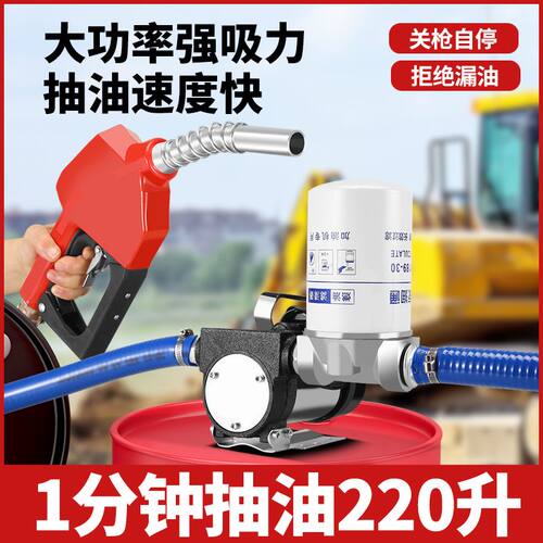 电动抽油泵滤芯柴油泵12V24V通用220V加油机启停自吸泵抽油神器