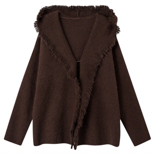 董璇同款SOMESOWE 慵懒风流苏连帽开衫设计感休闲宽松外套女上衣