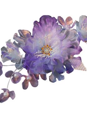 古风绢纱烫花花朵发夹