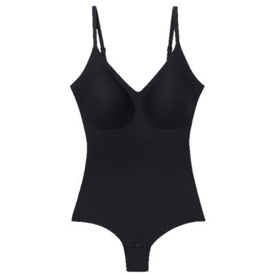 舒适无痕V领带衬垫连体衣