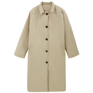 无谓冬季中长款大衣棉服2025新款女装韩版过膝气质棉衣外套棉袄女