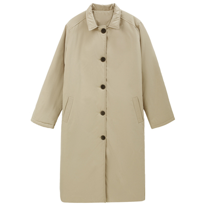 无谓新款百搭撞色过膝棉衣