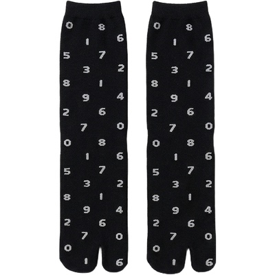 数字分趾袜子女春夏季黑白色印花