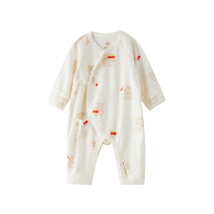 米乐熊新生儿出生衣婴儿纯棉系带连身衣哈衣宝宝连体衣长袖A类