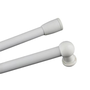 免打孔粘贴窗帘杆绷纱杆黑色铁艺铝合金门帘杆厨柜半帘杆法兰浴帘