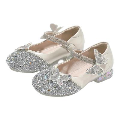星期六童鞋女童时尚公主鞋2025新款儿童软底皮鞋女孩蝴蝶结水晶鞋