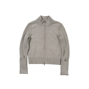 UNRETRO 灰色针织外套女短款冬季新款修身显瘦长袖上衣外搭开衫