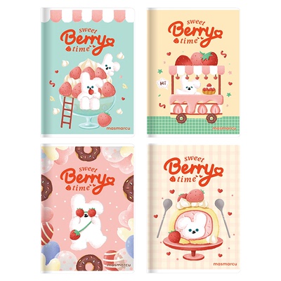 晨光 甜莓时光 B7迷你胶套本横线内页88x124mm规格64页卡通草莓小巧便携口袋本子中小学生书写纸张JT0050文具