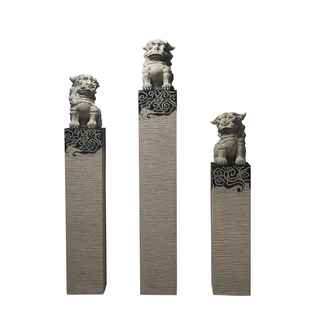 新中式仿石仿古栓马柱客厅玄关大型落地招财狮子貔貅麒麟装饰摆件