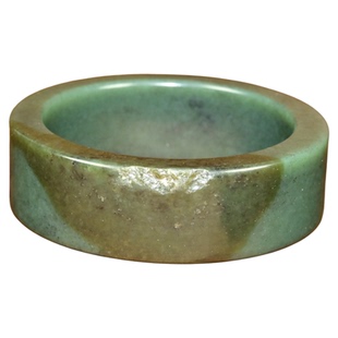 紫润轩新疆和田玉戈壁料手镯糖油青闪青花62MM宽版方条哑光传家级