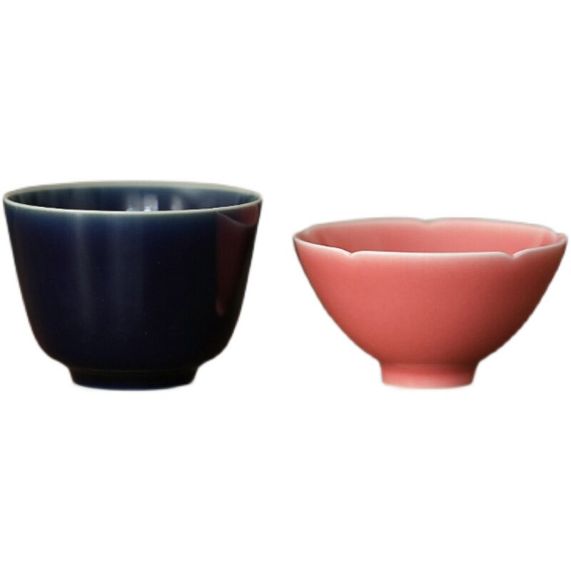 桃粉矿物釉情人节闲趣别院茶杯