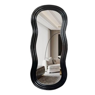 北欧异形波浪创意置地镜子壁挂穿衣镜入户艺术衣帽间全身镜可定制