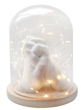 立体情侣石膏握手模型防尘罩包邮