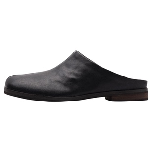 曼晨「春日融融」羊皮一脚蹬复古穆勒鞋手工软底分趾拖鞋单鞋女