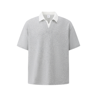 Dream made 假两件学院风V领短袖polo衫男款夏季美式潮牌休闲T恤