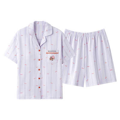 芬腾夏季舒适凉感纯棉胸垫睡衣女