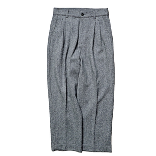 SONOFLOONG复古双褶全羊毛休闲裤宽松鱼骨纹西裤粗花呢长裤老钱风