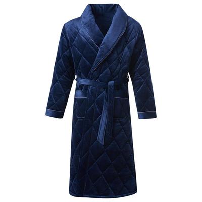 圆人睡袍男秋冬法兰绒加厚家居服