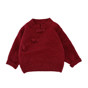 冬季男宝宝针织卫衣毛衣喜庆冬装婴儿衣服小童红色套装拜年服过年