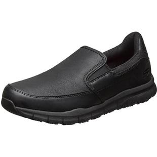 斯凯奇秋冬男鞋一脚蹬脚宽脚胖纯色商务皮鞋时尚百搭休闲鞋工作鞋