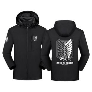 进击的巨人调查兵团自由之翼艾伦日系冲锋衣夹克男女学生连帽外套