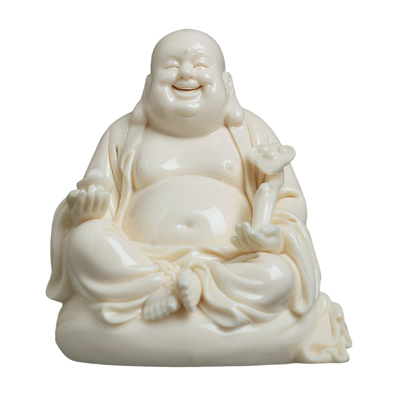 陶瓷如意弥勒佛像家用供奉摆件
