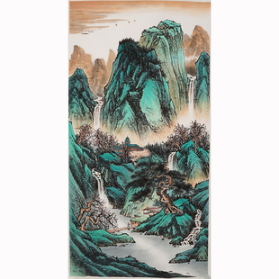 四尺不题字国画纯手绘山水画写意无款画玄关挂画中堂不题款竖款