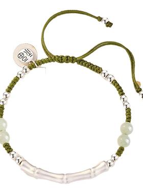 S999银竹节手链女纯银2025年新款上岸手绳轻奢小众精致生日礼物