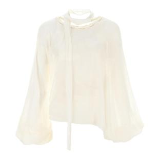 【明星同款】wana try编织领口重工衬衫2025夏新品奶白色温柔上衣